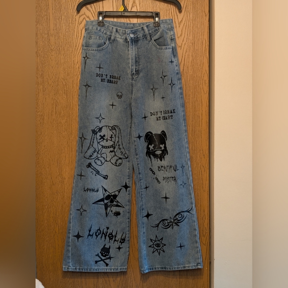 Romwe Grunge Punk Graphic Jeans